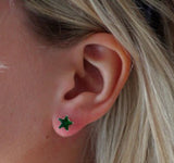 4mm 5mm 6mm 7mm 8mm Solid 925 Sterling Silver Emerald Green Star Shape Stud Post Earrings May Birthstone Gift Star Jewelry - Blue Apple Jewelry