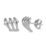 Pair of 8mm Cute Nature Inspired Three 3 Dolphin Stud Post Earrings Solid 925 Sterling Silver Dolphin Jewelry Good Luck Children Gift