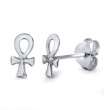 Solid 925 Sterling Silver Egyptian Vintage Design Tiny 7mm Ankh Stud Post Earrings Ankh Jewelry Mothers Day Children Christmas Gift