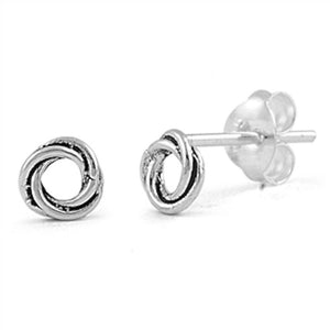 Pair of Small 5mm Celtic Twisted Knot Round Rhodium over Solid 925 Sterling Silver Celtic Stud Post Earrings Celtic Jewelry Gift