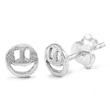 5mm Cute Small Tiny Smiling Face Stud Post Earrings Solid 925 Sterling Silver Smiling Face Earrings Gift For Children Kids  Jewelry