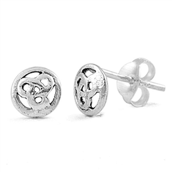 Pair of Small 7mm Celtic Symbol Round Rhodium over Solid 925 Sterling Silver Celtic Stud Post Earrings Celtic Jewelry Gift