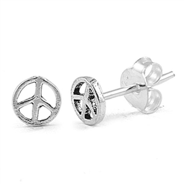 5mm Cute Small Tiny Peace Sign Stud Post Earrings Solid 925 Sterling Silver Peace Earrings Excellent Gift For Children Kids Peace  Jewelry - Blue Apple Jewelry
