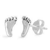 High Fashion 7mm Small Tiny Pair of Feet Foot Print Stud Post Earrings Solid 925 Sterling Silver Feet Earrings Cute Gift For Kids Children