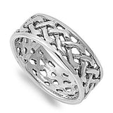 Celtic Band Ring Solid 925 Sterling Silver 8mm