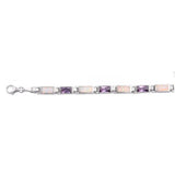 925 Sterling Silver Bracelet With Lab Opal Stone is White  lab Opal Width 6mm Baguette Amethyst CZ Excellent Fashion Girlfriend Wife Gift