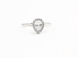 1.20 Carat Pear Cut Russian Ice Diamond CZ Round White topaz Clear Swarovski Crystal Halo Wedding Engagement Anniversary Ring All sizes - Blue Apple Jewelry