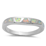 3mm Half Eternity Solid 925 Sterling Silver White Lab Created Opal Inlay Ladies Wedding Engagement Anniversary Band Ring Excellent Gift - Blue Apple Jewelry