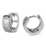 4mmx10mm Open Laser Cut Hoop Huggie Simple Plain Earring Solid 925 Sterling Silver
