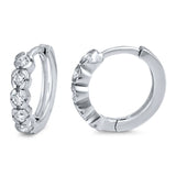 Hoop Earrings Huggie Earrings Simuated CZ Solid 925 Sterling Silver