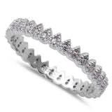 2mm Wedding Engagement Anniversary Stackable Band Pear Solid 925 Sterling Silver Full Eternity Round Pave Russian Clear Crystal Diamond CZ - Blue Apple Jewelry