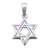 Star Of David Pendant 925 Sterling Silver Lab Created Pink Opal