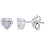 Heart Earring Solid 925 Sterling Silver 5mm Heart Shape Lab Created White Opal Promise Earring Valentines Love Heart Earring Gift