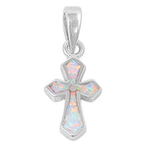Cross Pendant Lab Created White Opal Simple Plain White Opal cross Pendant Charm for necklace Solid 925 Sterling Silver Cross Jewelry Gift - Blue Apple Jewelry