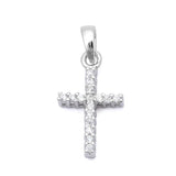 Petite Cross Pendant Solid 925 Sterling Silver Round Russian Diamond CZ Simple Cross Pendant Charm For necklace Religious Gift Cross Jewelry