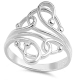 Swirl Filigree Ring 13mm Band Ring Solid 925 Sterling Silver Plain Simple Modern Filigree Celtic Band Ring Fashion Jewelry Size 4-16