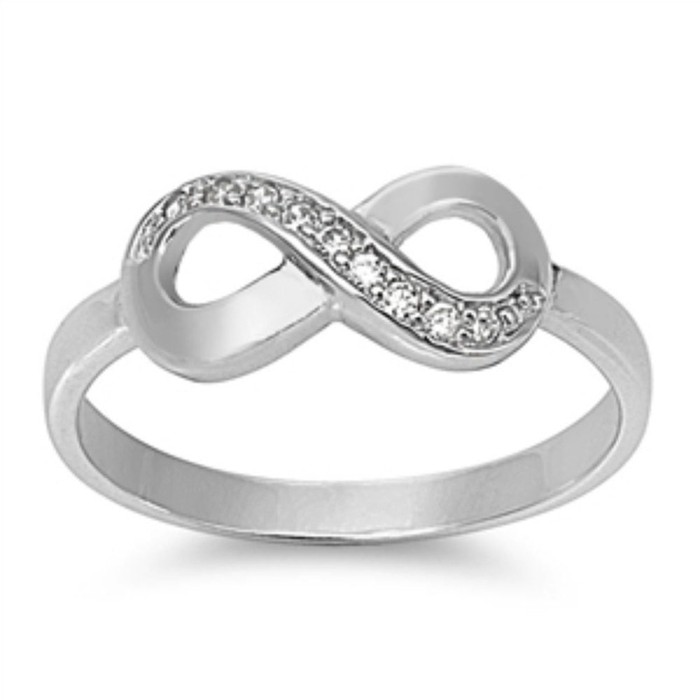 Infinity Crisscross Cross over Solid 925 Sterling Silver Infinity Knot Pave Russian Iced Out Diamond CZ Love Solid Ring Love Gift - Blue Apple Jewelry