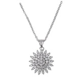 Cluster Flower Halo Necklace Solid 925 Sterling Silver 2.00CT Round Russian Diamond Clear CZ Flower Pendant Necklace - Blue Apple Jewelry