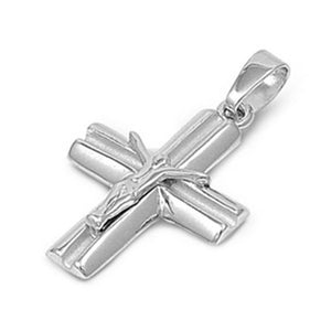 22mm Cross Friendship Pendant 925 Sterling Silver Pendant Jesus Crucifix For Necklace Religious Christianity Jewelry Pendant Fashion Gift - Blue Apple Jewelry
