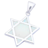 White Opal Star Of David Jewish Star Pendant Charm Solid 925 Sterling Silver Lab White Opal Jewish Star of David Jewelry 1.1