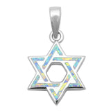 White Opal Star Of David Jewish Star Pendant Charm Solid 925 Sterling Silver