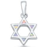Star Of David Jewish Star Pendant Lab White Opal Charm Solid 925 Sterling Silver