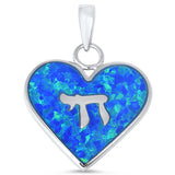 Heart Pendant With Hebrew Letter חי Khai Lab Created Blue Turquoise Opal Solid 925 Sterling Silver Heart  Pendant - Blue Apple Jewelry