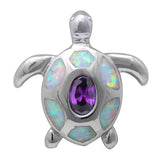 Turtle Pendant Lab White Opal Oval Cut Bezel Purple Amethyst Solid 925 Sterling Silver Pendant Turtle Lovers Good Luck Gift Turtle Charm