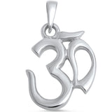 OM Pendant Ohm Aum Om Sign Rhodium Solid 925 Sterling Silver Simple Plain 22mm Necklace Ohm Pendant Jewelry Gift