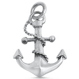 Rope Anchor Pendant Anchor Swirl rope 16mm Plain Simple pendant Charm Solid 925 Sterling Silver Beach anchor Anchor Sailing Jewelry Gift - Blue Apple Jewelry