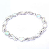 Trendy White Opal Oval Infinity Bracelet White Opal Solid 925 Sterling Silver 7.5