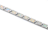 White Opal  Bracelet Rectangle 925 Sterling Silver 7.5 Inches