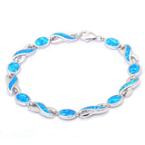 Trendy Blue Opal Oval Infinity Bracelet Blue Opal Solid 925 Sterling Silver 7.5