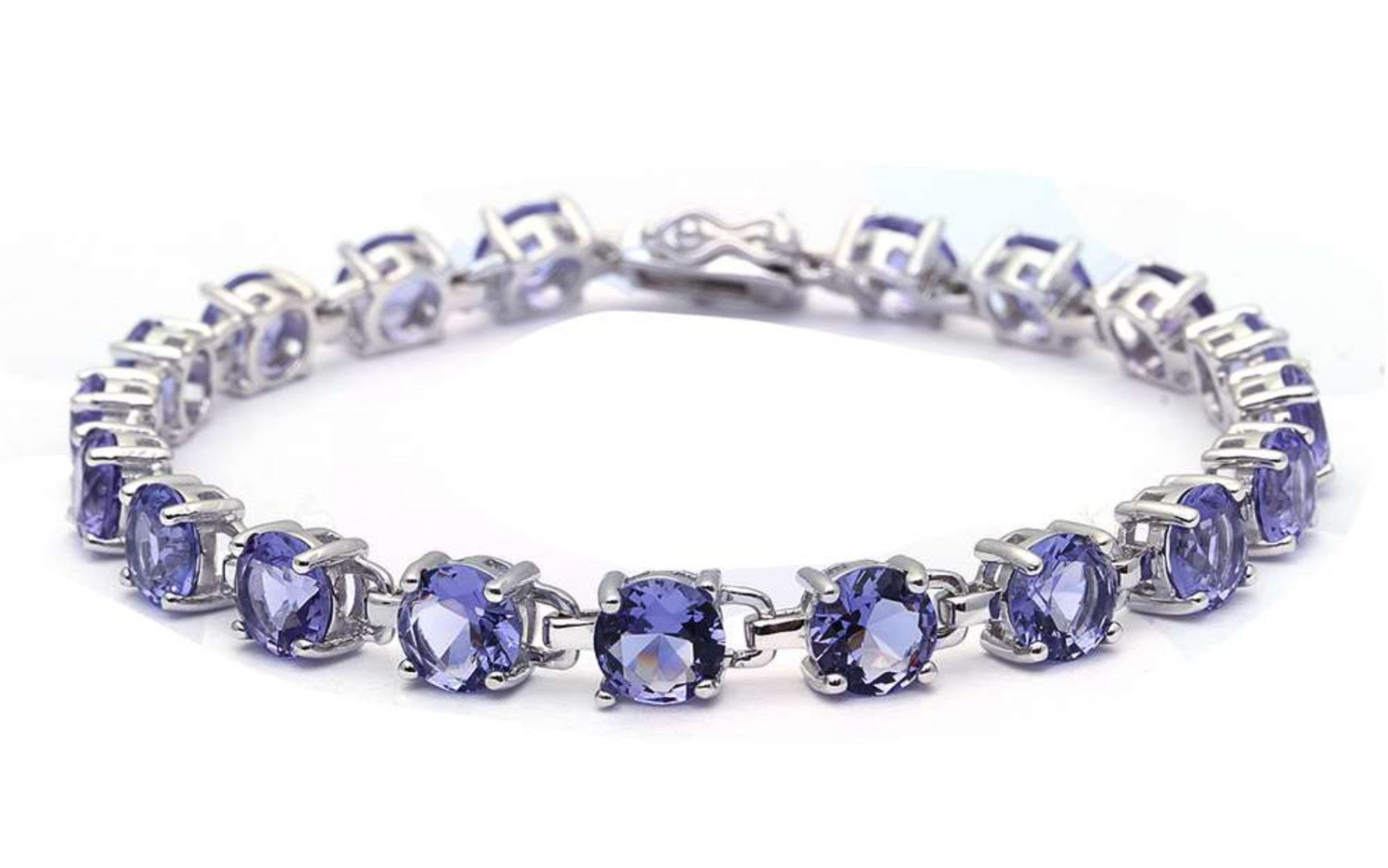 Elegant Tennis Bracelet 16.5 Carat Round Cut Tanzanite Solid 925 Sterling Silver Solitaire Wedding Engagement Tennis Bracelet Top Gift - Blue Apple Jewelry