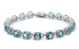 Classic Tennis Bracelet 16.5 Carat Round Cut Blue Aquamarine Solid 925 Sterling Silver Solitaire Wedding Engagement Tennis Bracelet Top Gift - Blue Apple Jewelry