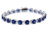 Tennis Bracelet 16.5 Carat Round Cut Deep Blue Sapphire Solid 925 Sterling Silver Solitaire Wedding Engagement Tennis Bracelet Top Gift - Blue Apple Jewelry