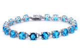 Tennis Bracelet 16.5 Carat Round Cut Swiss Blue Topaz Zircon Solid 925 Sterling Silver Solitaire Wedding Engagement Tennis Bracelet Top Gift - Blue Apple Jewelry