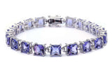 Tennis Bracelet 24 Carat Square Princess Cut Blue Violet Tanzanite Solid 925 Sterling Silver Solitaire Wedding Engagement Tennis Bracelet - Blue Apple Jewelry