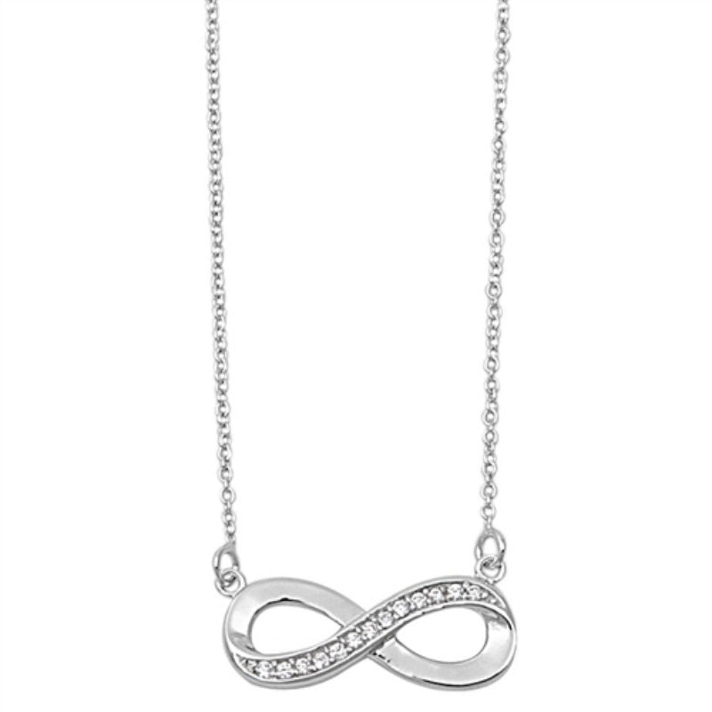 Infinity Necklace Twisted Knot Crisscross Crossover Sterling Silver Clear White Diamond Russian CZ Necklace Pendant Eternity Infinity Love - Blue Apple Jewelry