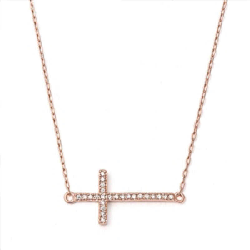 Pink Rose Gold CZ Diamond Necklace