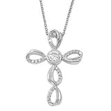 Cross Necklace Solid 925 Sterling Silver Round Simulated CZ Cross Pendant Necklace Trendy Gift Catholicism Christianity Cross