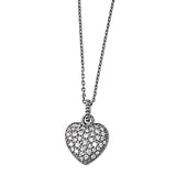 Heart Necklace Pendant Black Gold Plated Micro Diamond Clear CZ Heart Solid 925 Sterling Silver Pendant Necklace 16" Valentines Gift - Blue Apple Jewelry