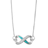 Blue Opal Infinity Heart Necklace Round CZ Solid 925 Sterling Silver 18