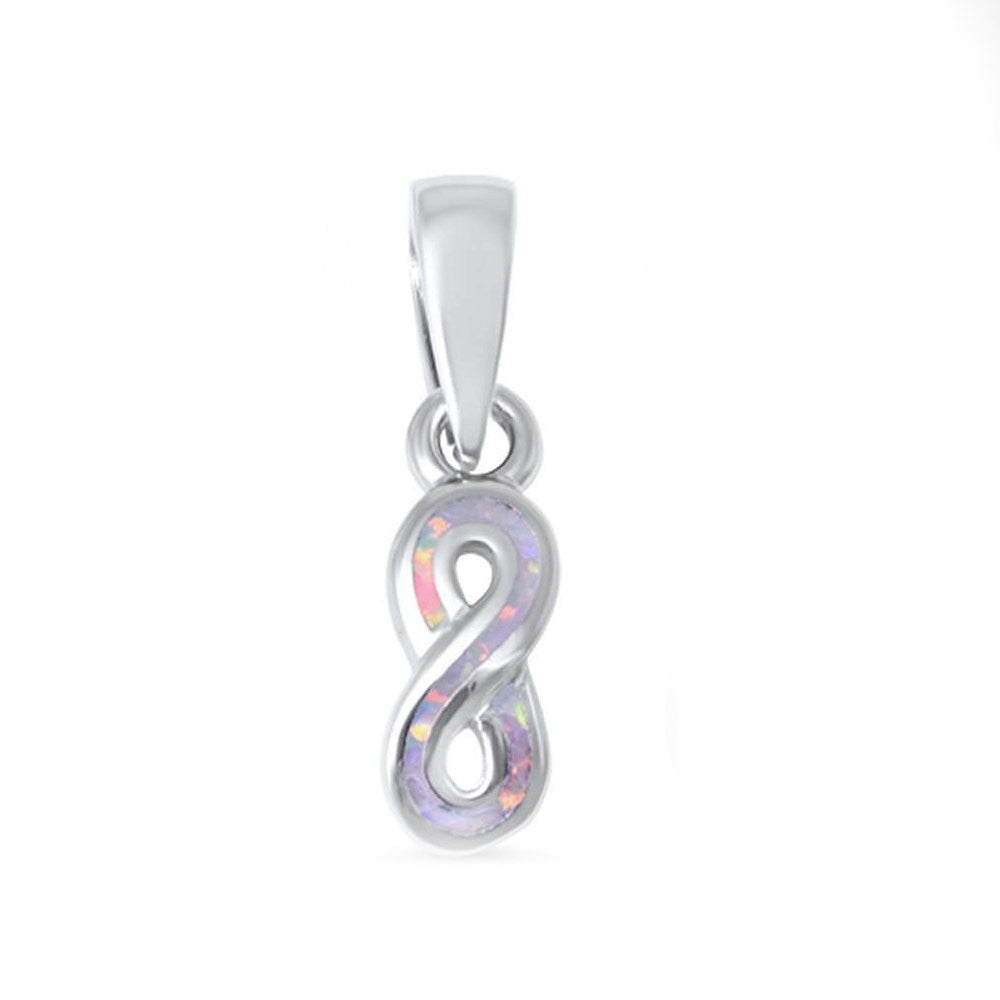 Lab White Opal Infinity Pendant Solid 925 Sterling Silver Crisscross Knot Infinity Pendant Charm Infinity Jewelry Love Valentines Gift - Blue Apple Jewelry