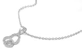 Heart Necklace Heart Pendant Solid 925 Sterling Silver Interlocking Heart Pendant Round Russian Diamond CZ Heart Pendant Necklace Love Gift - Blue Apple Jewelry