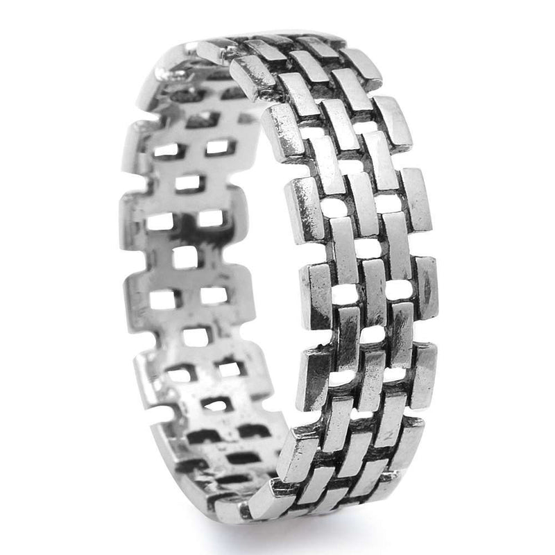 6.5mm Band Ring Solid 925 Sterling Silver 6.5mm His Hers Men Women Unisex Wedding Engagement Anniversary Promise Band Mesh Design Pattern - Blue Apple Jewelry