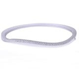 Curved Swirl Bangle Bracelet Solid 925 Sterling Silver Micro Pave Russian Diamond Clear White CZ 2.75