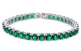 Elegant Tennis Bracelet Round Cut Emerald Green Solid 925 Sterling Silver Solitaire Wedding Engagement Tennis Bracelet Top Gift - Blue Apple Jewelry