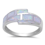 9mm Half Eternity Solid 925 Sterling Silver Lab Created White Opal Inlay Ladies Wedding Engagement Anniversary Band Ring Excellent Gift - Blue Apple Jewelry