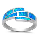 9mm Half Eternity Solid 925 Sterling Silver Lab Created Blue Opal Inlay Ladies Wedding Engagement Anniversary Opal Band Ring Excellent Gift - Blue Apple Jewelry